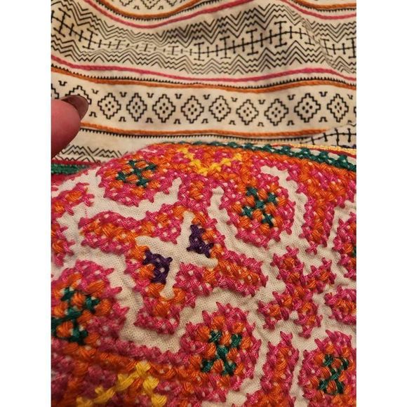 Free People! Nordic Folk Art Dress Embroidered Beaded Sweater Knit Strapless - Picture 9 of 9